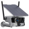 Camera de supraveghere cu Panou Solar, 4K, WiFi, Doua Lentile, Color Night Vision, Panorama 180°, Comunicare Audio Bidirectionala, Microfon Incorporat, Acumulator 18000mAh, Urmarire Umana, Alarma, SONORH®