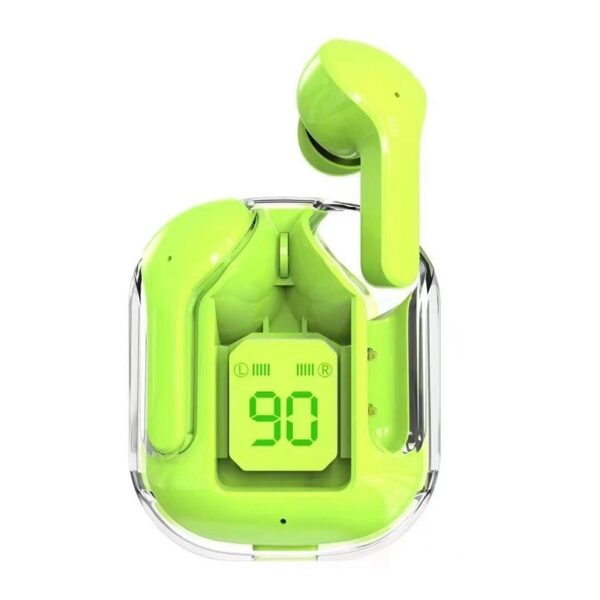 Casti Wireless Fara Fir, Carcasa Transparenta, Sunet HD, Bluetooth, Microfon, Control Touch, Compatibile cu Dispozitivele iPhone, Samsung si Huawei, SONORH®, Verde