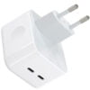 Incarcator Fast Charge 50W, 2 x USB Type-C, compatibil cu iPhone, Huawei, Samsung, MacBook, Tableta, Laptop, SONORH®, Alb