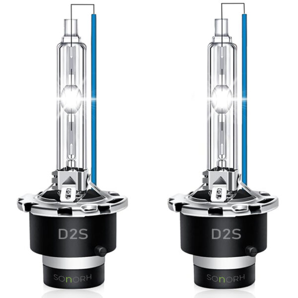 Set 2 Becuri Xenon D2S/D2R, Power 55W, HID, 6000K, Soclu Metalic, 11000 Lm, pentru Faruri Auto, +200%, Consum 35W, SONORH®