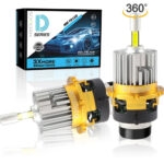 Becuri Xenon LED D2S/R, 1:1, 190W, 30.000 Lumeni, LED-uri Generatia a 3-a, 4 Laturi 360°, Canbus Plug&Play, 12V/24V, 2 Bucati, 6500K Alb Rece, Ventilator si Tub de Racire, 50.000 Ore, IP68 – SONORH®
