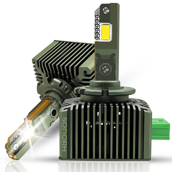 Becuri Xenon LED D3S/D3R, 170W, 27000 Lumen, Canbus Plug&Play, 2 Bucati, Ventilator si 4 Tije Racire din Cupru, 60000 Ore, 12V/24V, IP68, SONORH®
