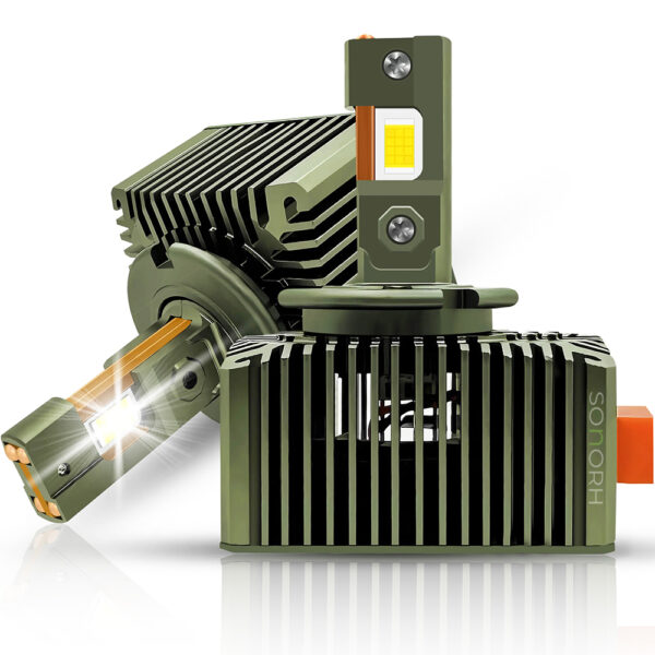 Becuri Pro Xenon LED D5S, 210W, 32000 Lumen, Canbus Plug&Play, 2 Bucati, Ventilator si 4 Tije Racire din Cupru, 60000 Ore, IP68, SONORH®