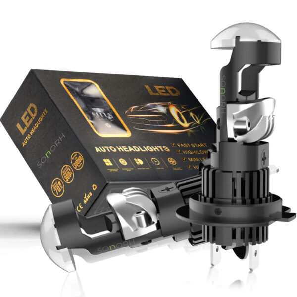Set 2 Becuri LED H7 Lens cu Lupa, 120W, 6000K, 20000LM, Canbus Plug&Play, 1:1, Ventilator si Tija Racire din Cupru, 30000 Ore, IP68, SONORH®