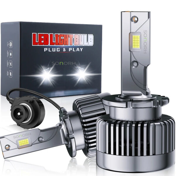 2 Becuri Xenon LED D4S, 150W, 25000 Lumen, Canbus Plug&Play, 6500K, Pentru Far Auto, Ventilator si Tija Racire din Cupru, 30000 Ore, IP68, SONORH®