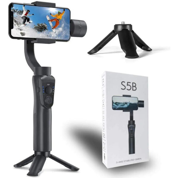Stabilizator Gimbal S5B 3 Axe – Bluetooth, Auto Face‑Tracking, Power‑Bank 4000 mAh, Time‑Lapse, Control Zoom – Pentru Smartphone/Gopro