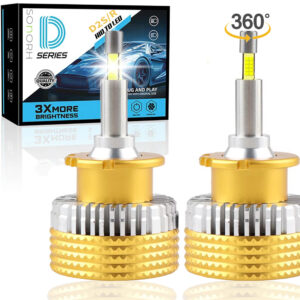 Becuri Xenon LED D2S/R, 190W, 30.000 Lumeni, LED-uri Generatia a 3-a, 4 Laturi 360°, Canbus Plug&Play, 12V/24V, 2 Bucati, 6500K Alb Rece, Ventilator si Tub de Racire, 50.000 Ore, IP68 – SONORH®