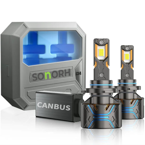 Set 2 Becuri HIR2/9012, 300W/Bec-Ultra Power, 60000 lm, 6500K, CANBUS, 12V si 24V, Pentru Faruri Auto, Luminozitate Extrema, IP68, SONORH