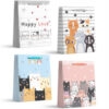 Set 4 Pungi Cadou, 40*31*12 cm, cu Model Festiv, Pisici, pentru Aniversari si Sarbatori, E5562