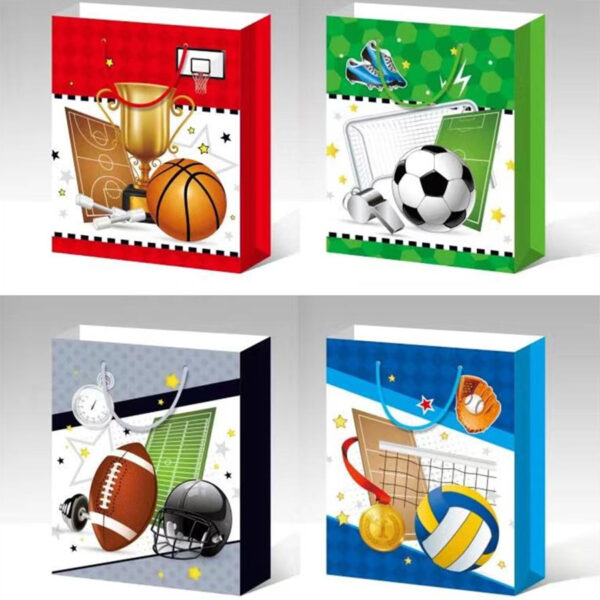 Set 4 Pungi Cadou, 40*31*12 cm, cu Model Festiv, Sport, pentru Aniversari si Sarbatori, E5636