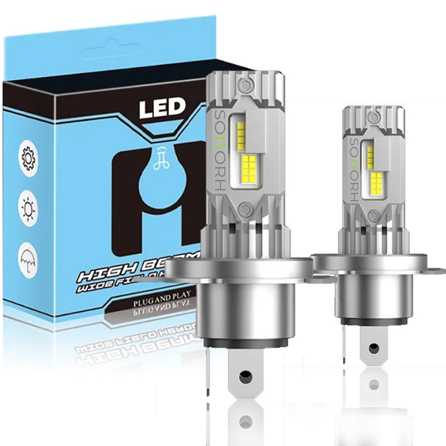 Set 2 Becuri LED Auto H4, 140W, 28000lm, 6500K Alb Rece, IP68, Plug & Play, High/Low Beam, SONORH
