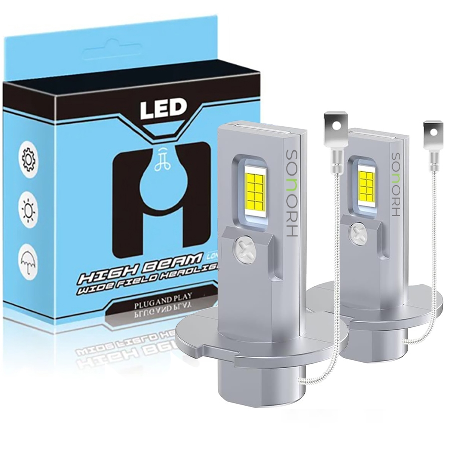 Set 2 Becuri LED Auto H3, 140W, 28000lm, 6500K Alb Rece, IP68, Plug & Play, High/Low Beam, SONORH
