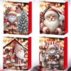 Set 4 Pungi Cadou de Craciun, 55×43×15 cm, Modele Premium cu Tematica de Sarbatori, pentru Cadouri de Craciun si Mos Nicolae, 091796
